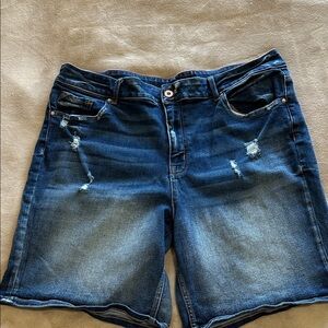 Edgley Distressed Dark Blue Denim Shorts